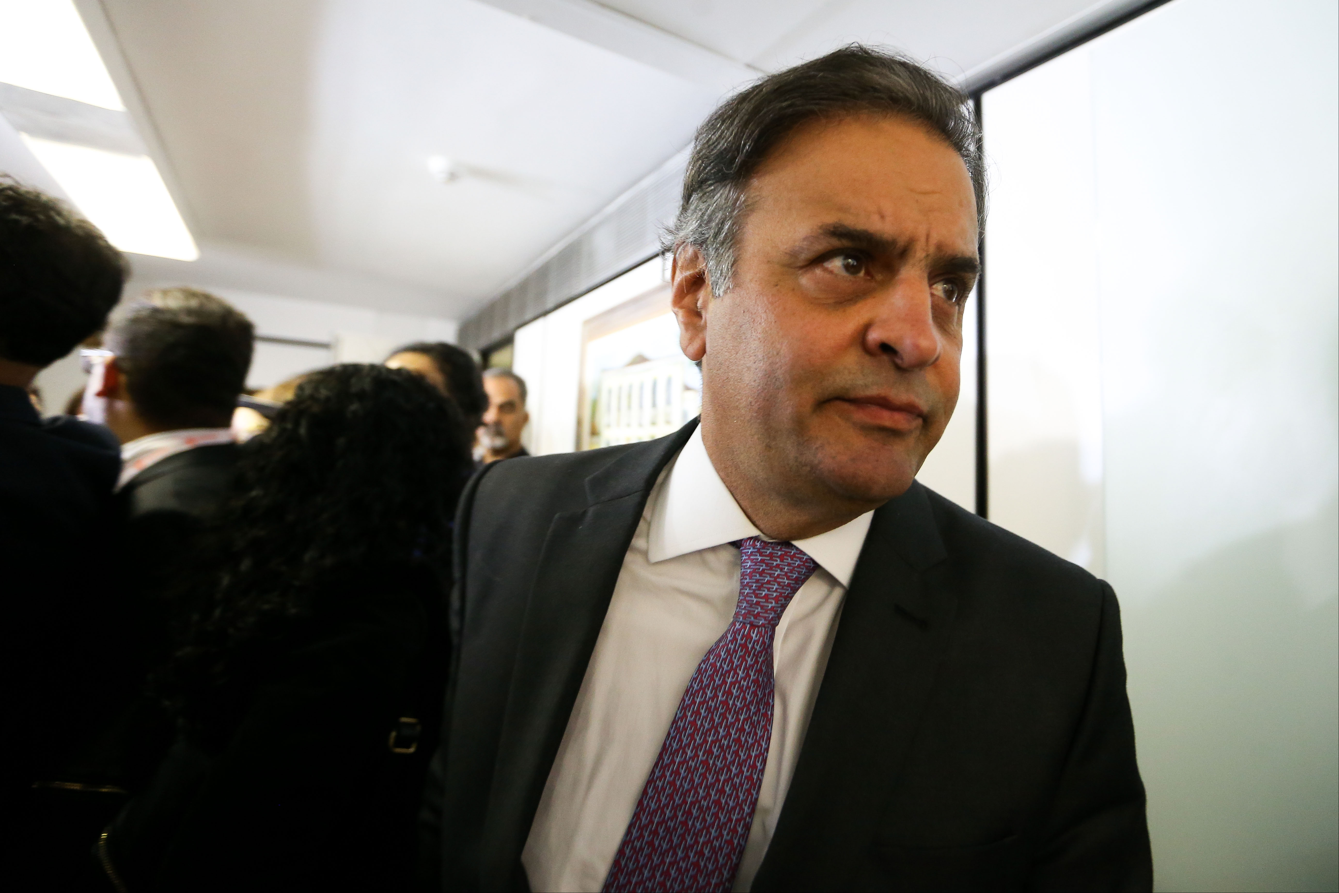 Brasília - O presidente licenciado do PSDB, senador Aécio Neves, confirma o senador Tasso Jereissati na presidência interina do PSDB (Marcelo Camargo/Agência Brasil)