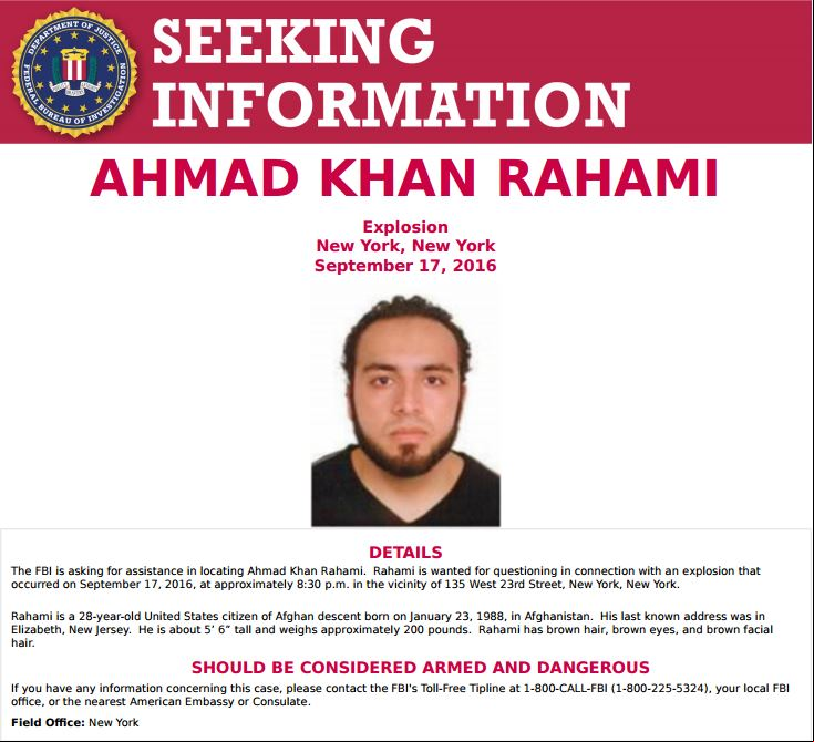 FBI procura Ahmad Khan Rahami