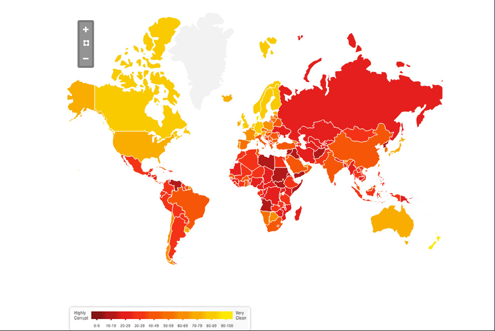 Mapa da corrupção - Transparência internacional